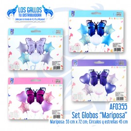 SET DE GLOBOS METALIZADOS MARIPOSA