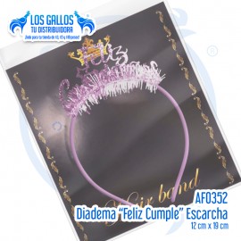 DIADEMA FELIZ CUMPLEAÑOS ESCARCHA