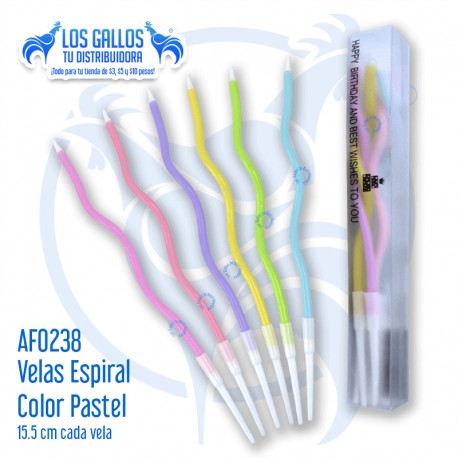 VELAS ESPIRAL COLORES PASTEL