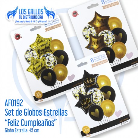 GLOBOS DE ESTRELLAS "FELIZ CUMPLE"