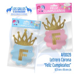 LETRERO CORONA "FELIZ CUMPLEAÑOS"