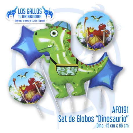 SET DE GLOBOS METALIZADOS DINOSAURIOS